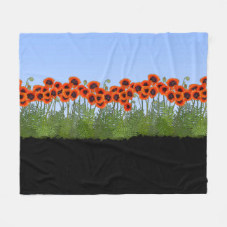 Oriental Poppy Garden Fleece Blanket