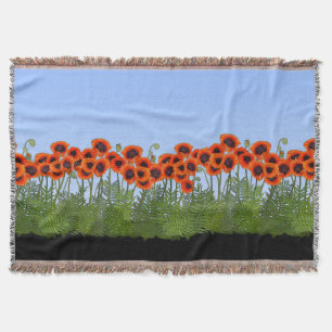 Oriental Poppy Garden Throw Blanket
