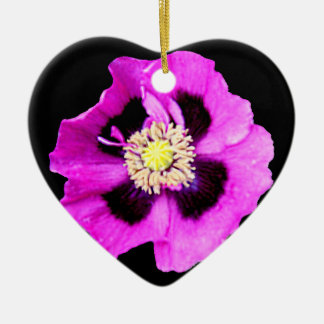 Oriental Poppy heart ornament black