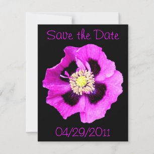 Oriental Poppy 'Save the Date' announcement black