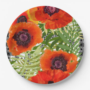 Oriental Poppy Style Paper Plate