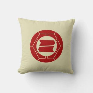 Oriental Red Beige Japan Hattori Kamon Mon Art Cushion