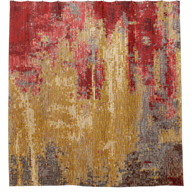 Oriental red-gold carpet texture. shower curtain (Front)
