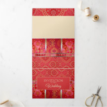 ORIENTAL Red Golden Pattern - Invitation Card