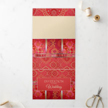 ORIENTAL Red Golden Pattern - Invitation Card