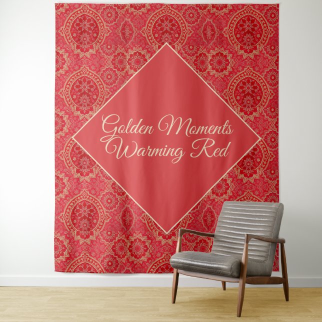 ORIENTAL Red Golden Pattern - Tapestry (In Situ)