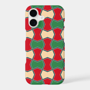 Oriental Red Green Bow Tie Geometric Pattern