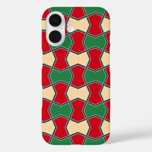 Oriental Red Green Bow Tie Geometric Pattern iPhone 16 Case