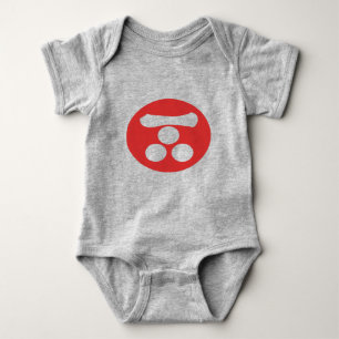 Oriental Red Mori Japan Samurai Mon Art Baby Bodysuit