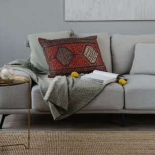 Oriental red runner pattern no2 lumbar cushion