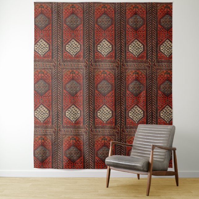 Oriental red runner pattern  tapestry (In Situ)