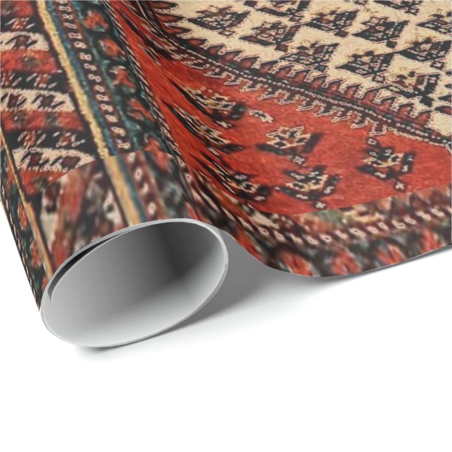 Oriental red runner pattern wrapping paper (Roll Corner)