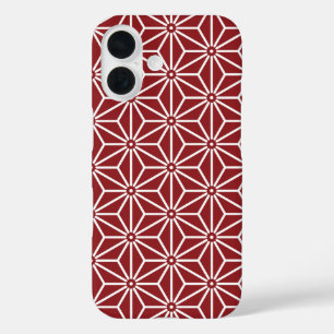 Oriental Red Shinshu Asanoha Japan Pattern iPhone 16 Case