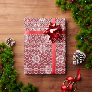 Oriental Red Shinshu Star Asanoha Japan Pattern Wrapping Paper