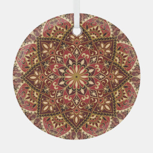 Oriental Red: Vintage Floral Carpet Glass Tree Decoration