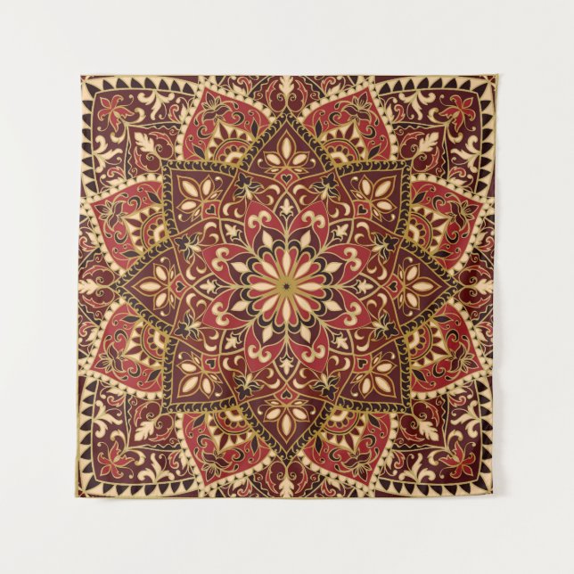 Oriental Red: Vintage Floral Carpet Tapestry (Front)