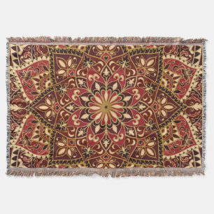 Oriental Red: Vintage Floral Carpet Throw Blanket