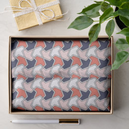 Oriental Red White Blue Geometric Arrows Art Tissue Paper