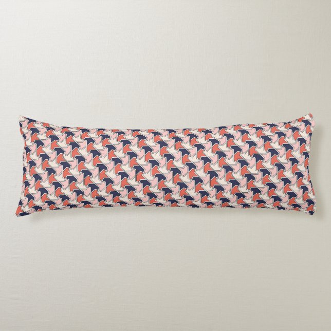 Oriental Red White Blue Geometric Arrows Pattern Body Cushion (Front)
