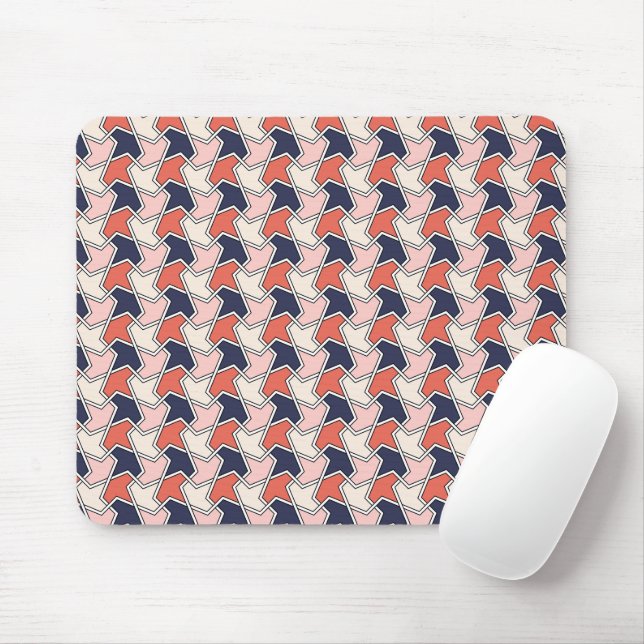 Oriental Red White Blue Geometric Arrows Pattern Mouse Pad (With Mouse)