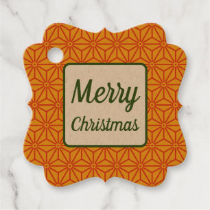 Oriental Red Yellow Asanoha Japan Pattern Favour Tags