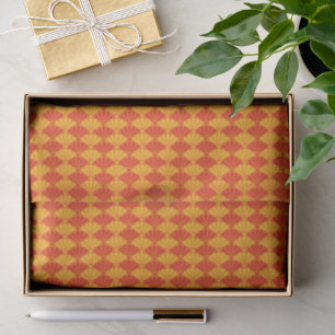 Oriental Red Yellow Kiku Chrysanthemum Mon Pattern Tissue Paper