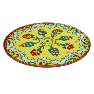 Oriental Red Yellow Ottoman Turkish Tulip Pattern Cutting Board