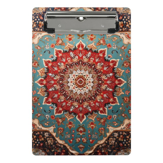 Oriental Retro Persian Pattern Red Cream Blue  Mini Clipboard (Front)