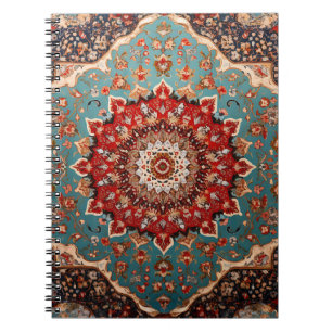 Oriental Retro Persian Pattern Red Cream Blue Notebook