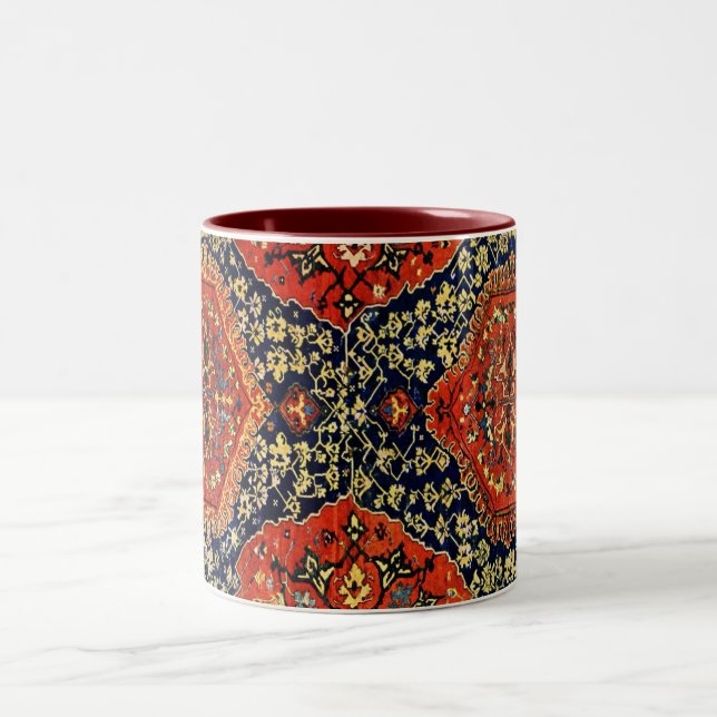Oriental rug design  in blue&orange Two-Tone coffee mug (Center)