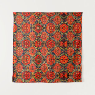 Oriental rug design in blue&orangeTapestry Tapestry