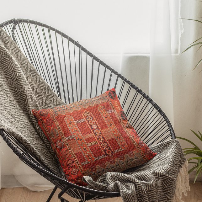 Oriental rug design in  bright oranges  cushion (Creator Uploaded)