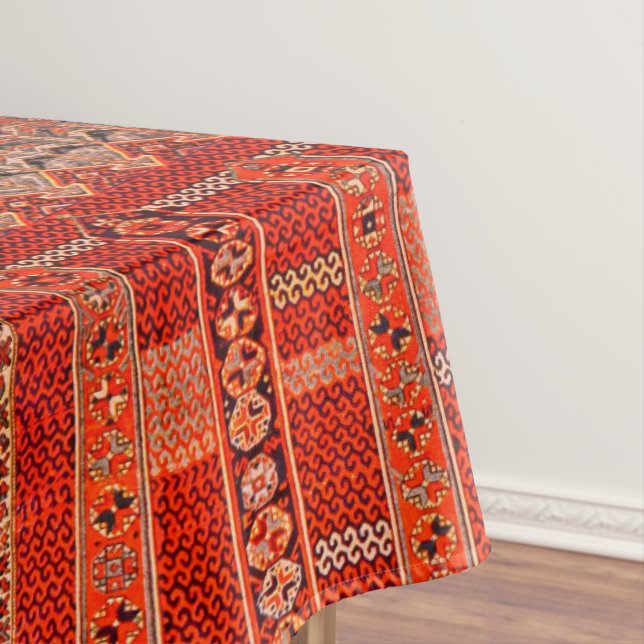 Oriental rug design in bright oranges  tablecloth (In Situ)