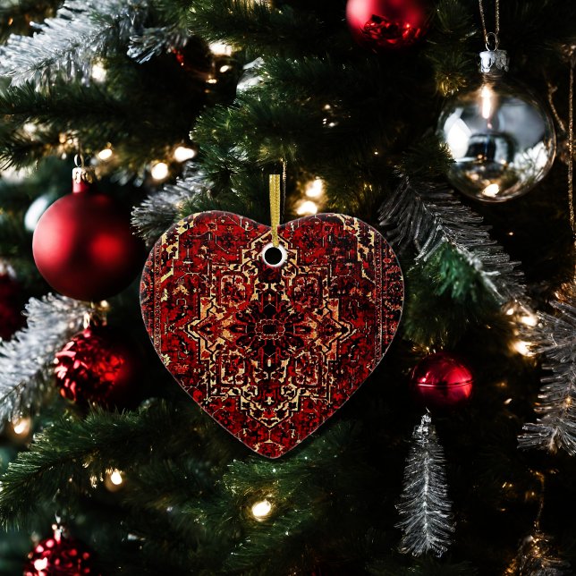 Oriental rug design in  dark red  ceramic tree decoration (Creator Uploaded)