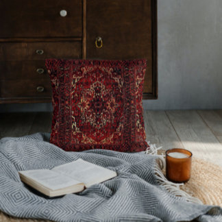 Oriental rug design in  dark red cushion