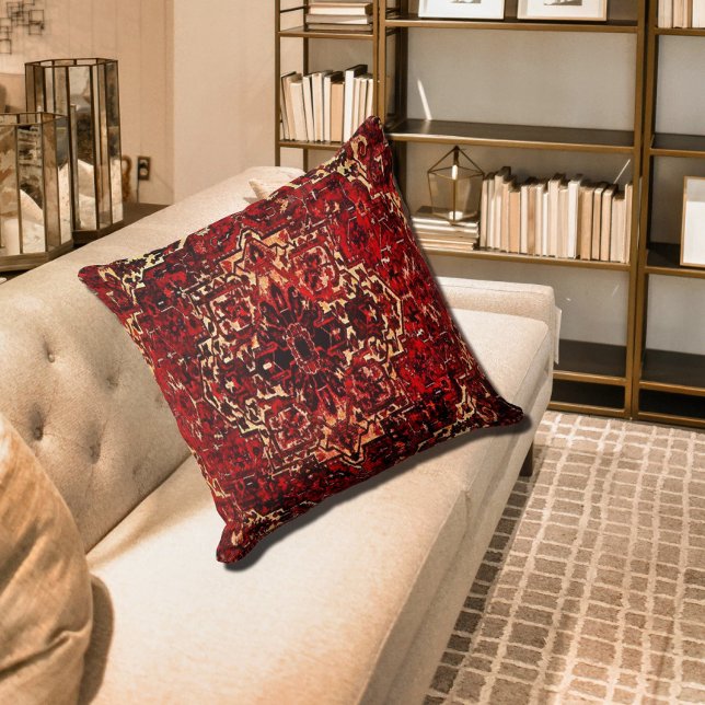 Oriental rug design in dark red cushion (Creator Uploaded)