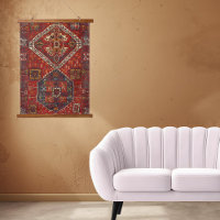 Oriental rug design in dark red