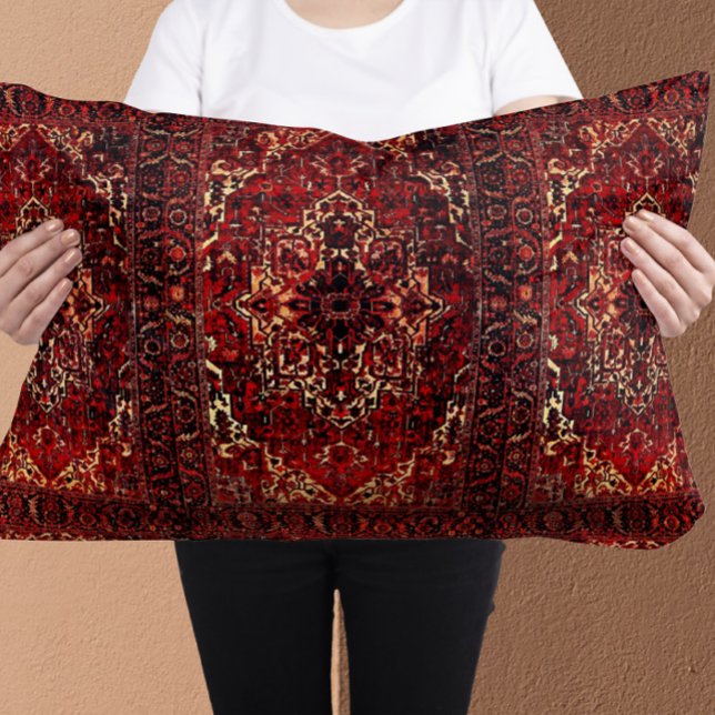 Oriental rug design in  dark red lumbar cushion (Creator Uploaded)