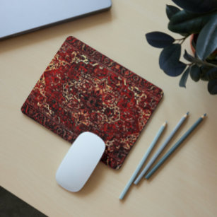 Oriental rug design in  dark red mouse pad