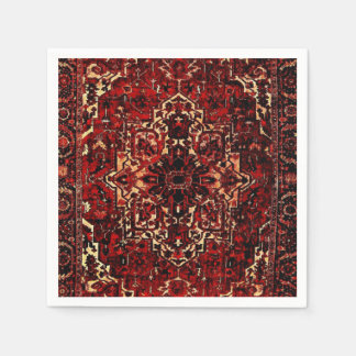 Oriental rug design in  dark red napkin