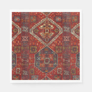 Oriental rug design in dark red no5 napkin