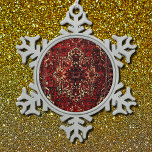 Oriental rug design in  dark red  snowflake pewter christmas ornament<br><div class="desc">Oriental rug pattern in dark red and cream - an ancient picture PRINTED on this Pewter Snowflake Ornament - a timeless design with intricate details from an old book - altered and put on numerous products by Alma Wad . Excellent option for anybody looking to add some colour and warmth...</div>