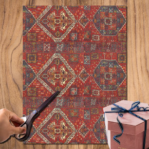 Oriental rug design in  dark red  tissue paper