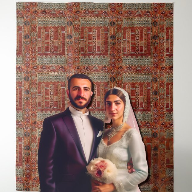 Oriental rug design in oranges tapestry (Creator Uploaded)