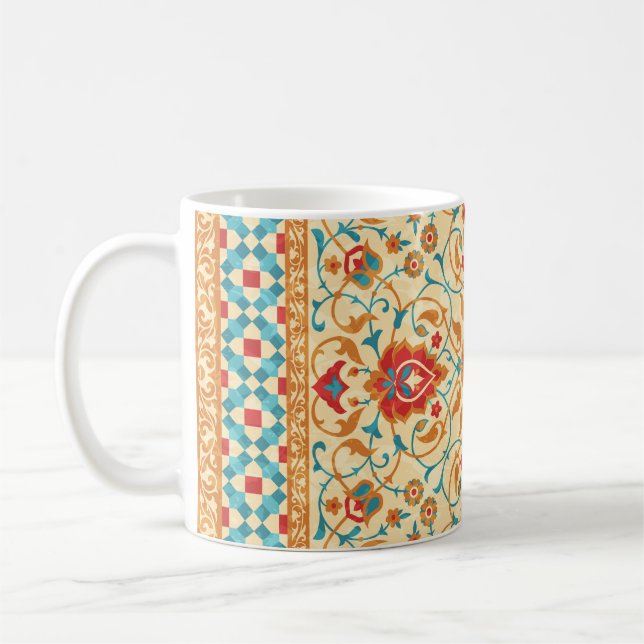 Oriental rug, floral ornamental pattern. coffee mug (Left)