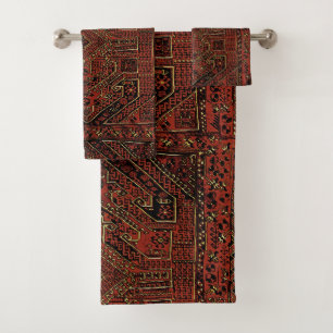 Oriental rug -  geometric  tribal pattern bath towel set
