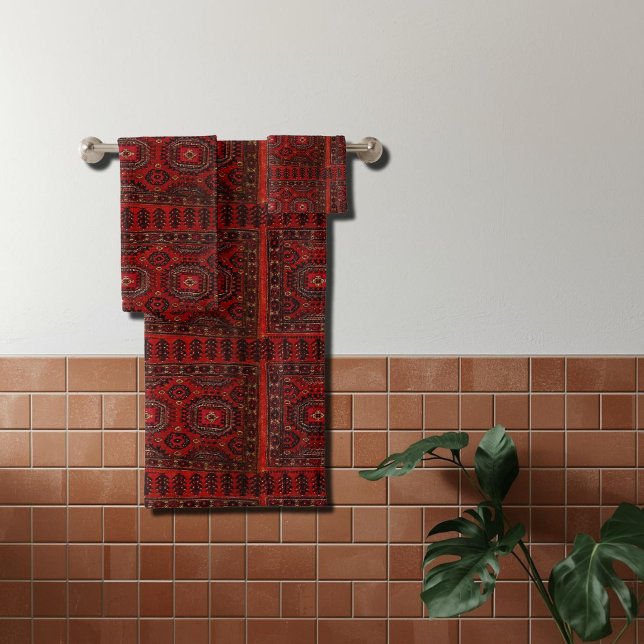 Oriental rug in warm colours bath towel set (Creator Uploaded)