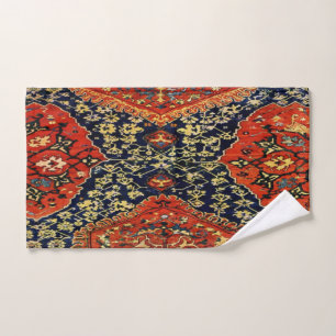 Oriental rug look in blue&orange no2 bath towel set