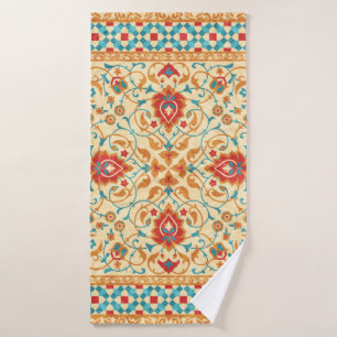 Oriental rug,ornate ornamental floral pattern,styl bath towel