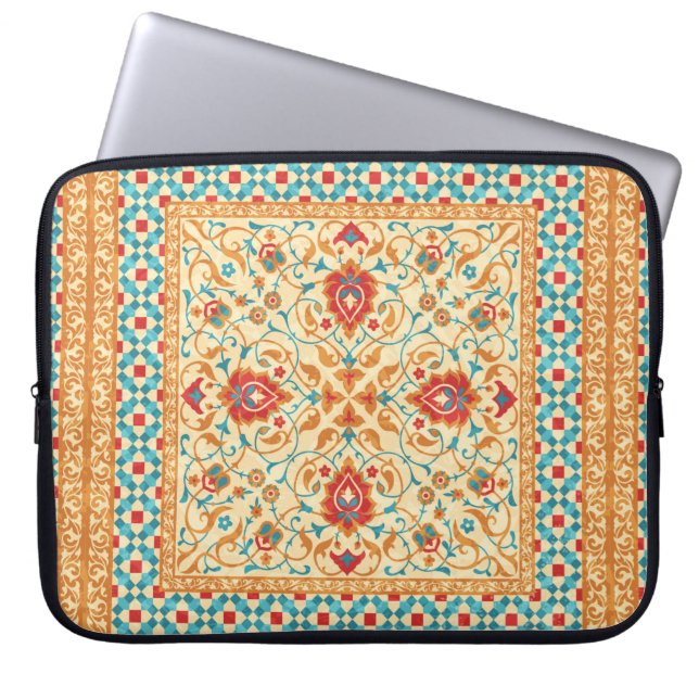 Oriental rug,ornate ornamental floral pattern,styl laptop sleeve (Front)